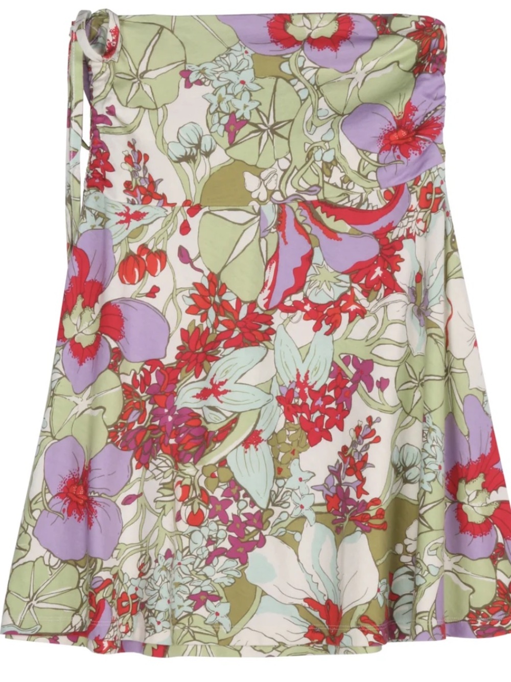 Floral A-Line Skirt in Nasturtiums Paintbrush Red & Green Lithia